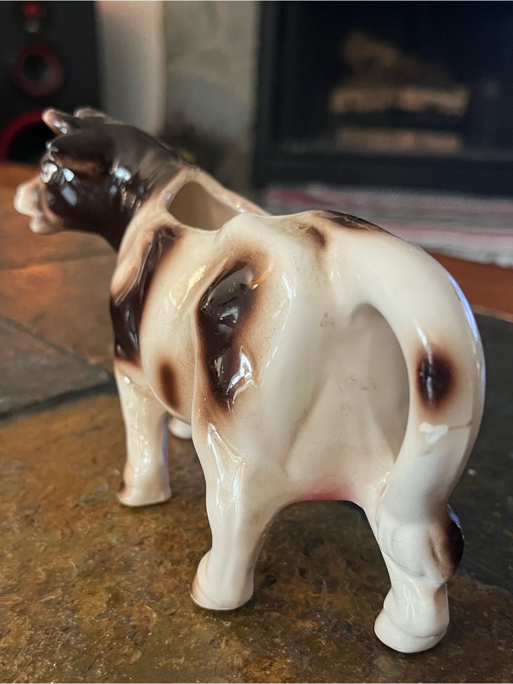 Vintage Ceramic Cow Figurine in Brown and Cream - Picture 9 of 13